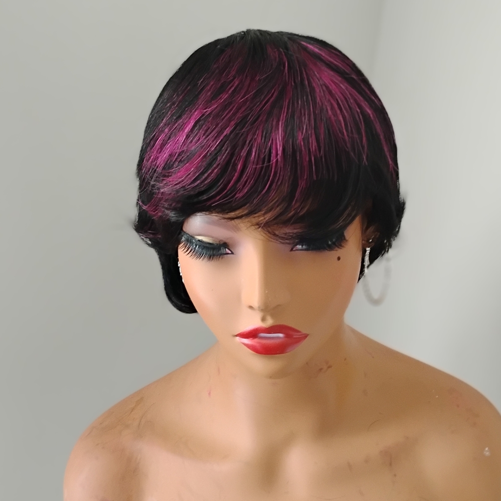 Stylish Black and Pink Women's Wig - Picture 6 of 6